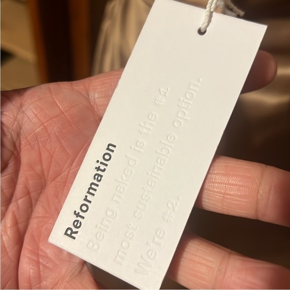 Reformation Square Neck Strapless Satin Gold Maxi Gown/Dress  Sz Medium - Picture 11 of 13